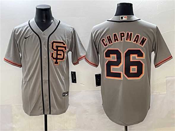 Men%27s San Francisco Giants #26 Matt Chapman Gray Cool Base Stitched Jersey (2)